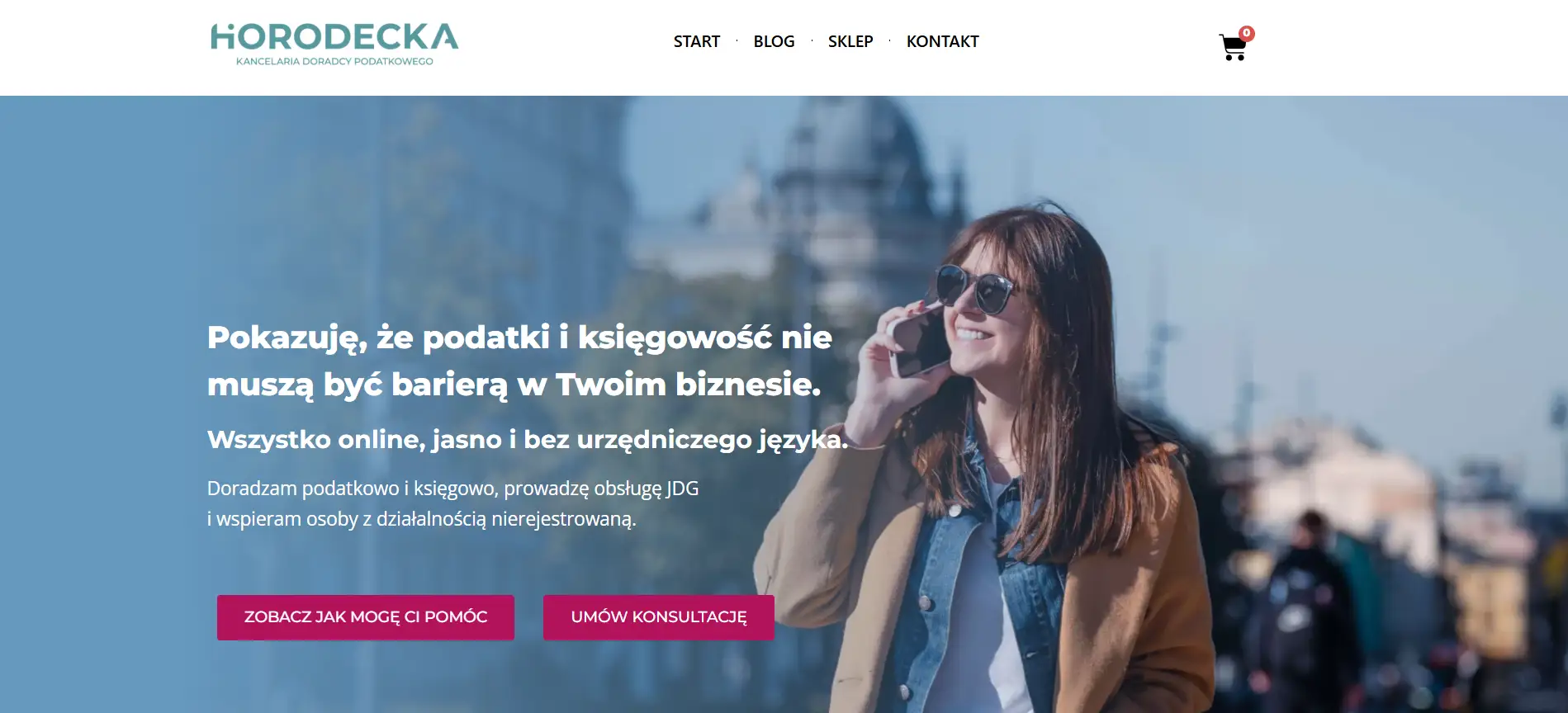 Strona ekspercka dla firmy z sekcją oferty i kontaktu