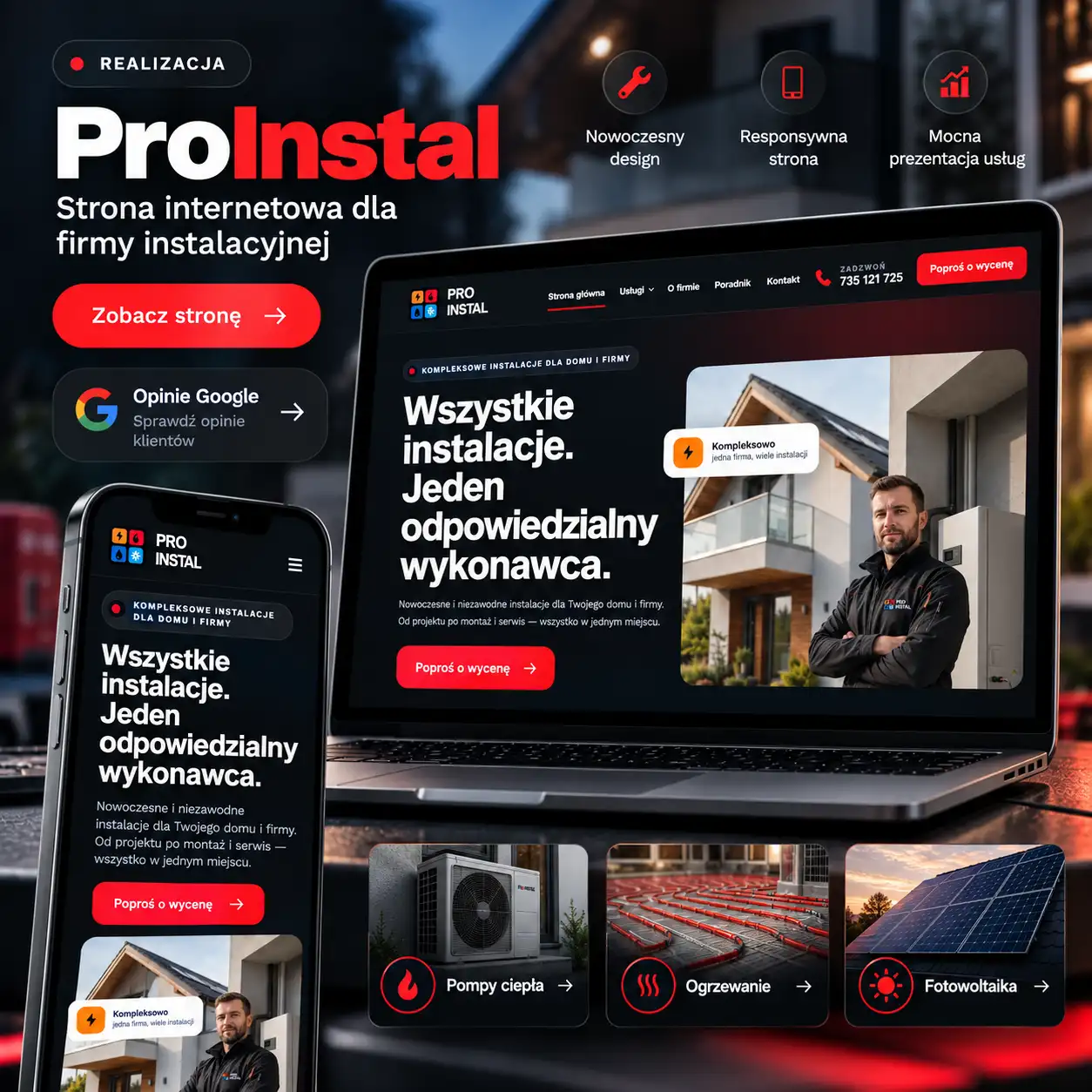 Realizacja strony ProInstal Rzeszów